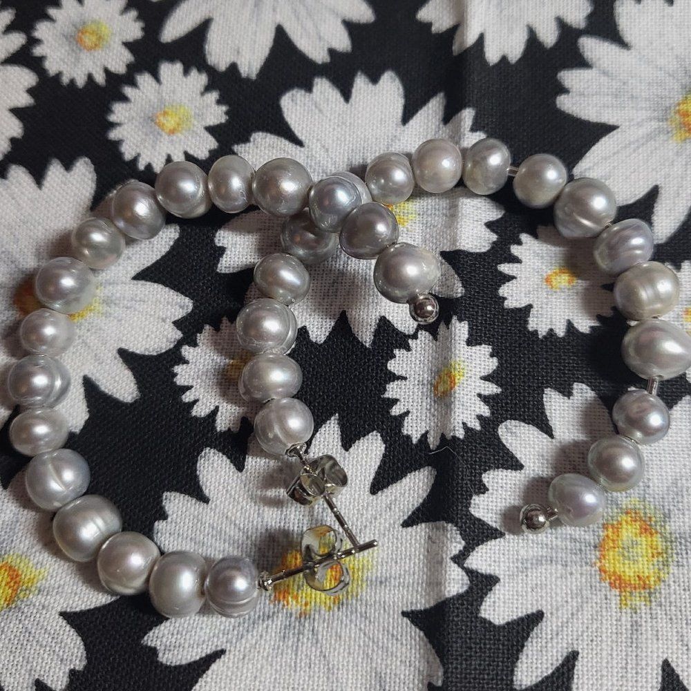 Grey Fresh Water Baroque Pearl Hoops